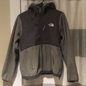 Hooded Grey Northface Zip Up